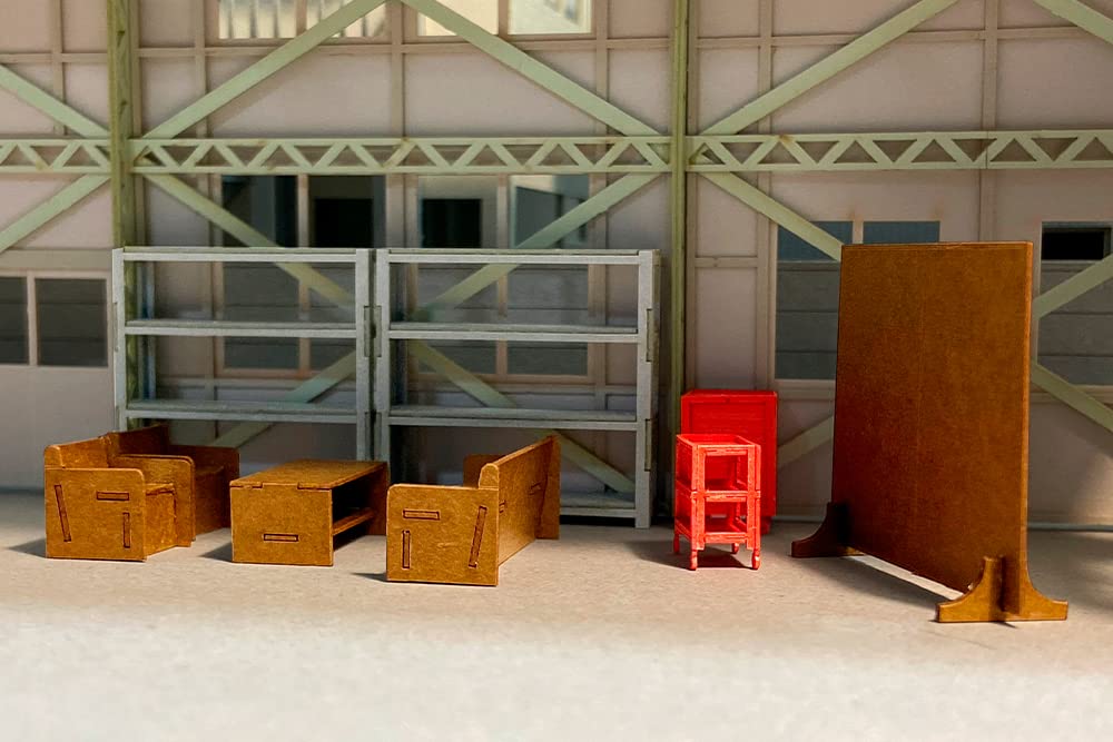 PLUM Factory Interior Set To Scale Unpainted Assembly Paper Craft PP126 1/64 1/80