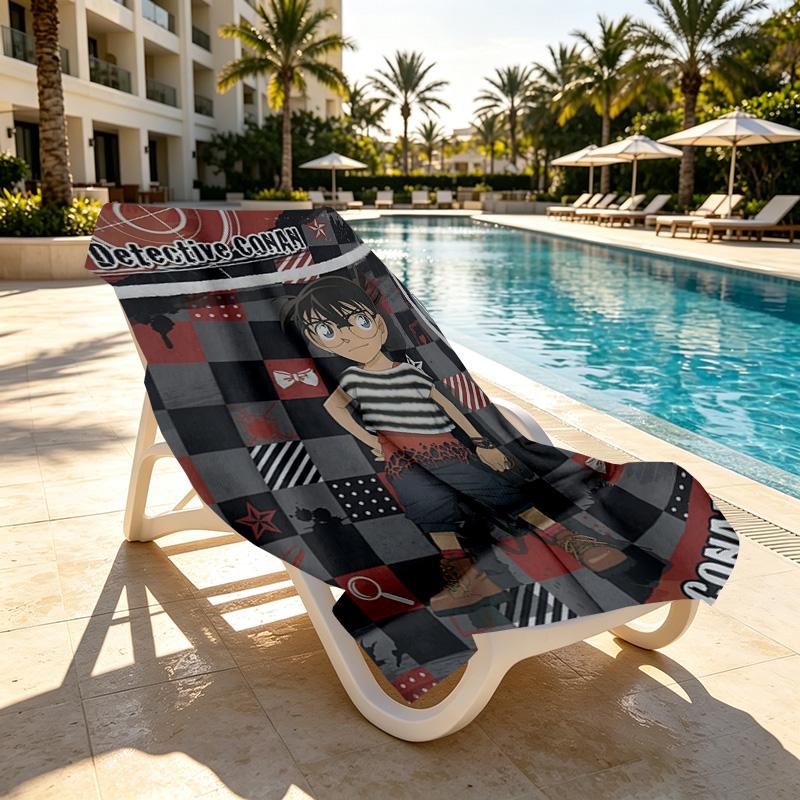 Detective Conan Print Beach Towel Design, Soft, Lightweight. for Home Bathroom, Spa, Pool, Yoga, Surfing, Camping, Gift for Family, Friend