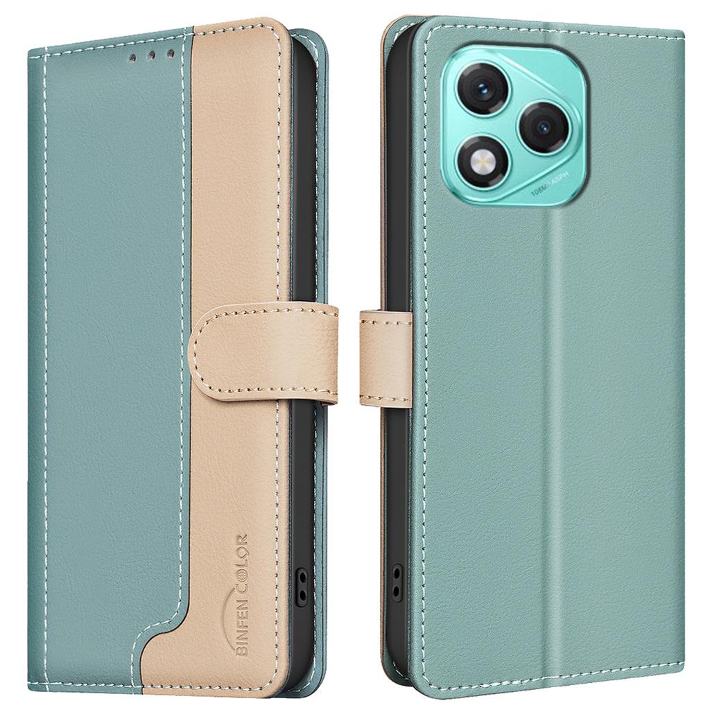 BINFEN COLOR BF33 For Honor 400 Lite 5G Leather Case Splicing Color RFID Blocking Wallet Stand Phone Cover