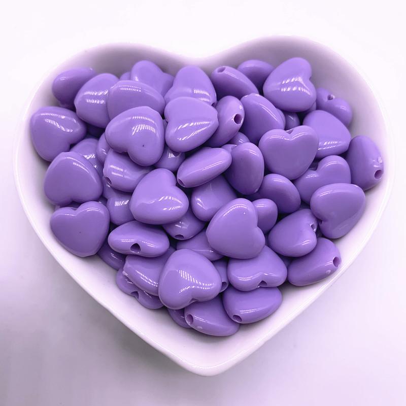 30pcs/lot 12mm 14mm Colourful Heart Shape Acrylic Loose Spacer Beads for Jewelry Making DIY Accessories