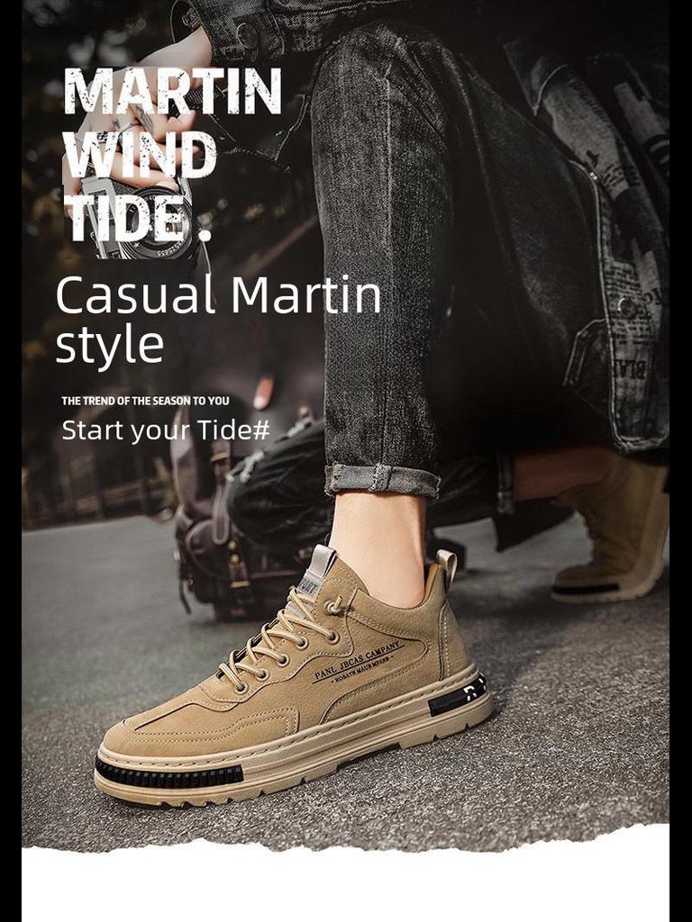 Botas de Trabajo Transpirables de Otoño para Hombre - Resistentes al Desgaste, Modernas, Zapatos de Tablero Casuales Negros para Combinar con Todo