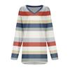 Women's  And Winter Long Sleeved V-neck Printing Casual Long Loose T-shirt Top