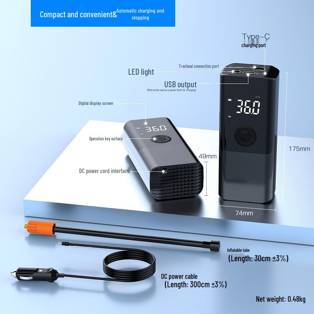 Wireless Dual-Use Electric Car Tire Inflator & Portable Air Pump
