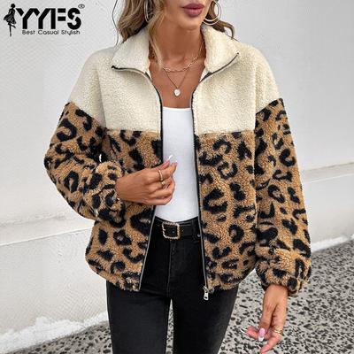Damenmode Lässig Herbst Winter Leopardenmuster Langarm POLO-Kragen Pullover