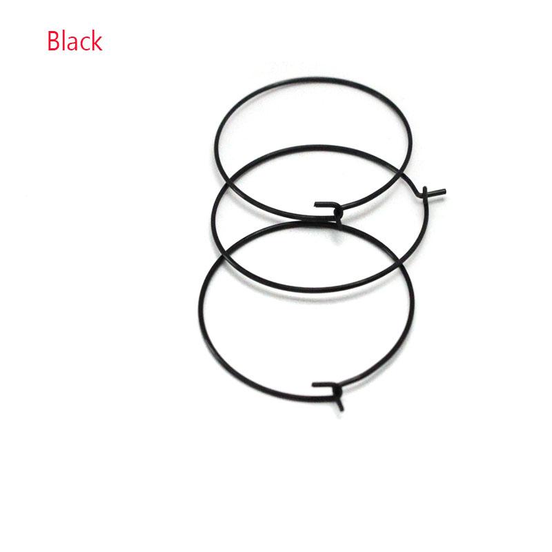 20pcs Stainless Steel Black Gold Color Hoop Earrings Findings Big Circle Ear Wire Earrings Clasp For DIY Jewelry Making Supplies
