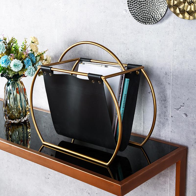 Organizzatore di Riviste in Ferro e Pelle Leggero Stile Nordico Borsa Minimalista da Soggiorno per Decorazione Casa e Ufficio