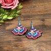 Hand-embroidered retro fabric earrings, flower fringed versatile femininity, stage performance, earrings, earrings.