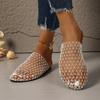 Women Sandals Round Headed Fish Mesh Hollow Ballet Shoes for Summer New Fashionable Flat Bottomed Slides Women Slippers