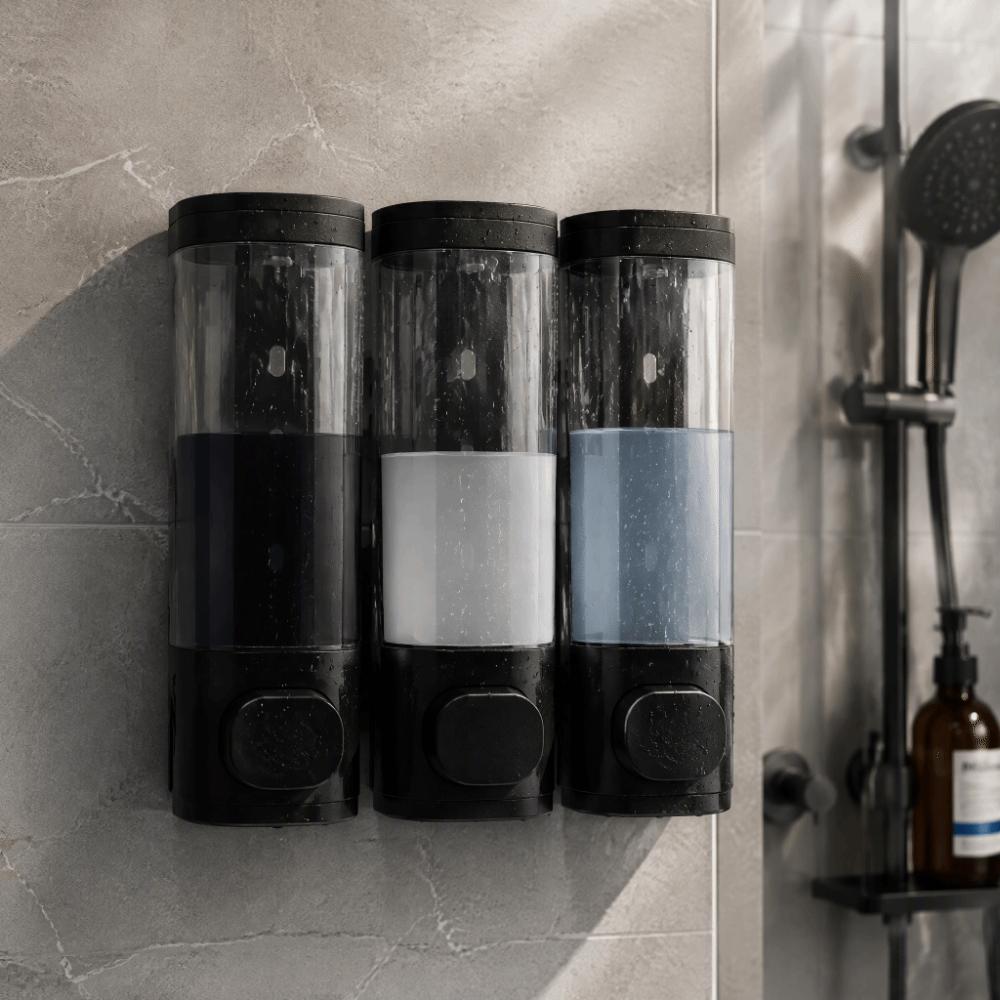 No Drill Shower Soap Dispenser 300ml Container 3 Chamber Dispenser For Hotel