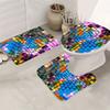 Color Check Decorative Shower Curtain Bathroom Set - Machine Washable, With 12 Hooks, Including Toilet Seat Cover And Bathtub Ma