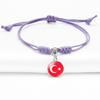Purple Stylish Unisex Charm Bracelet With European Country Flags Length Adjustable