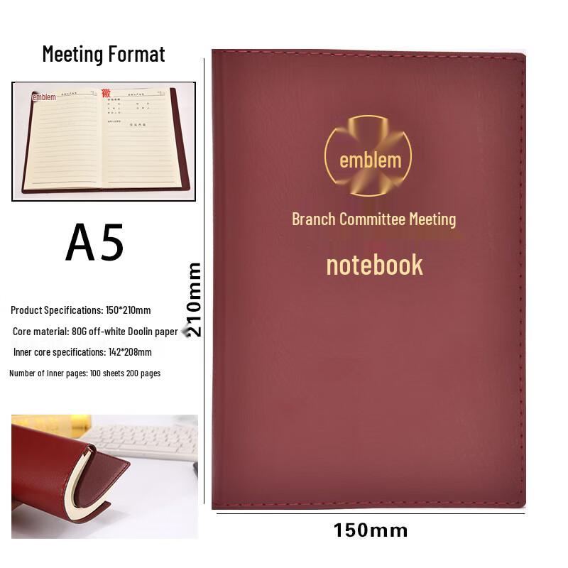 Leather Cover Meeting Minutes Book - B5/A5 for Party Members & Class Notes