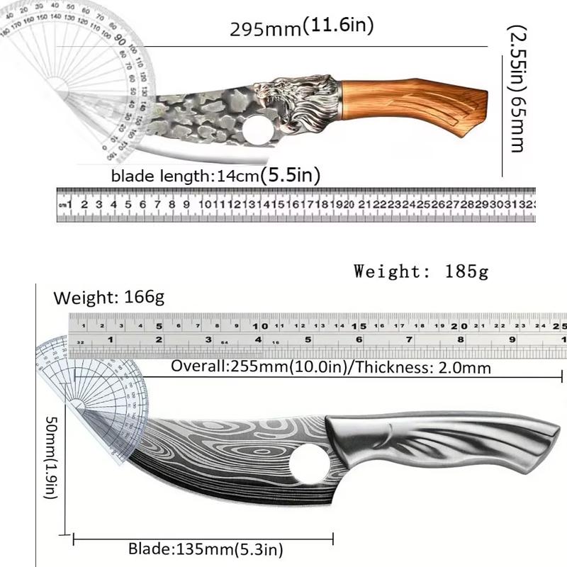 WXCOO Hand-Forged Knife with Sheath Utility Knife Kitchen Meat Cutting Fruit Slicing Pig Fish Cleaver Kitchen Accessories