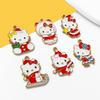 12/30PCS Cartoon Christmas Cat DIY Accessories Winter Katy Cat Alloy Drip Oil Bag Decorations Small Pendants