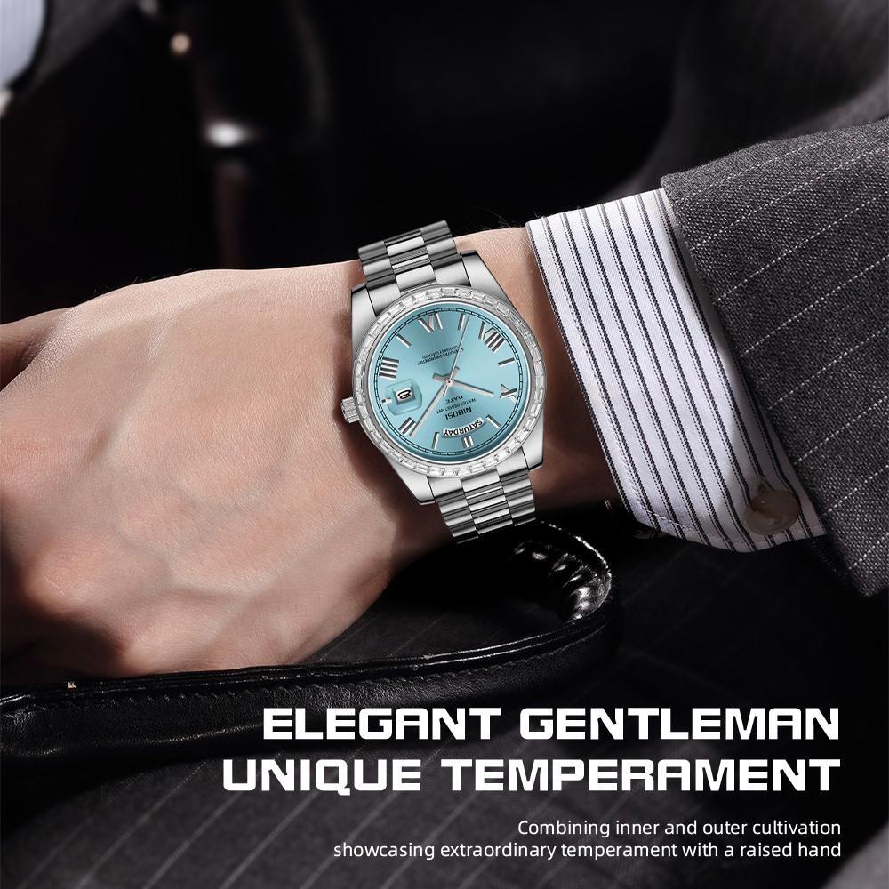 NIBOSI Fashion Men Watches Top Brand Luxury Wristwatch Day Date Miyota Quartz Watch Men Waterproof Clock