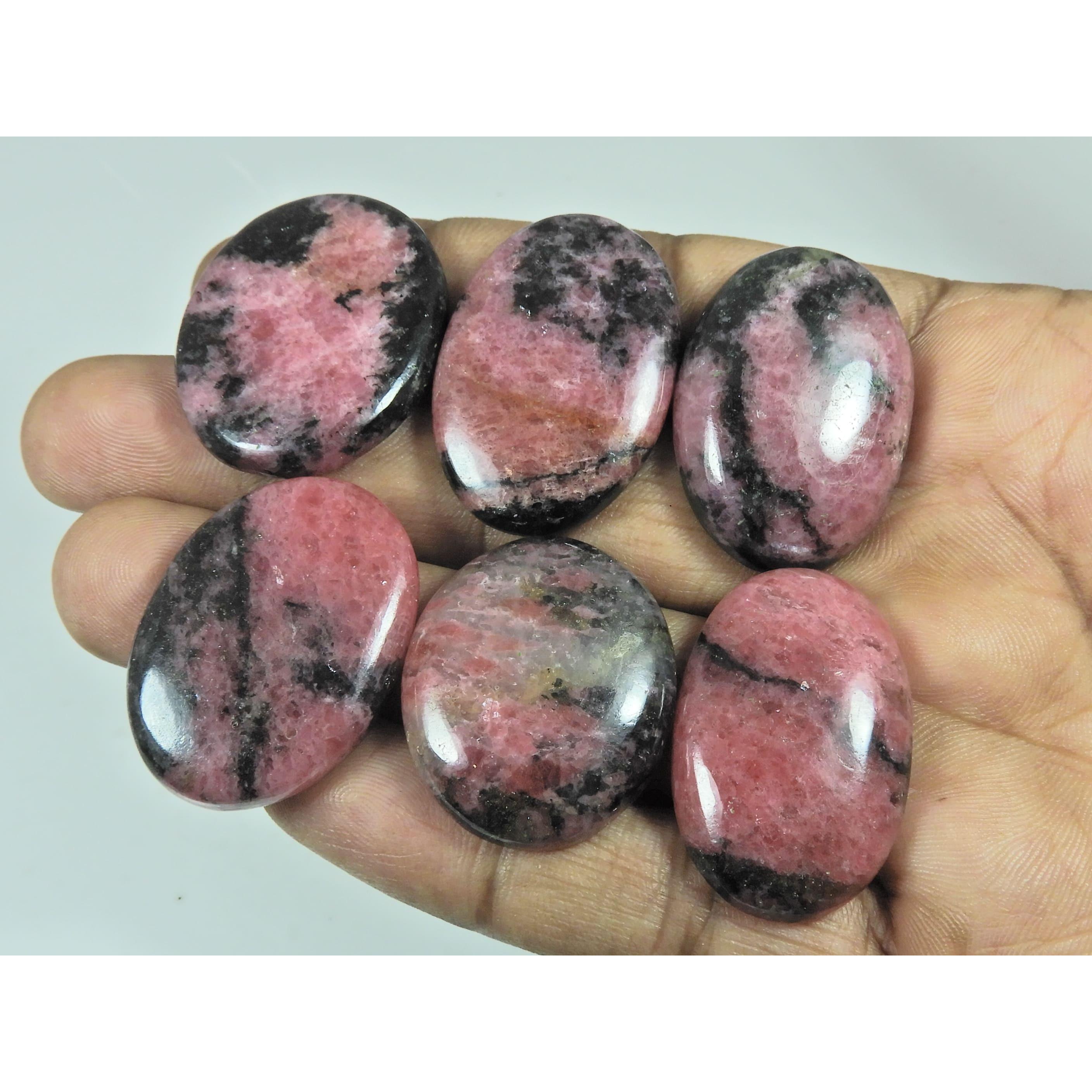 355Cts. Natural Rhodonite Oval Shape Cabochon Loose Gemstone 06 Pcs Lot C-2931