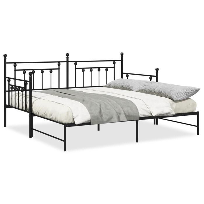 VidaXL Cadre de lit jumeau avec lit gigogne Noir 100x200 cm Acier 42002668
