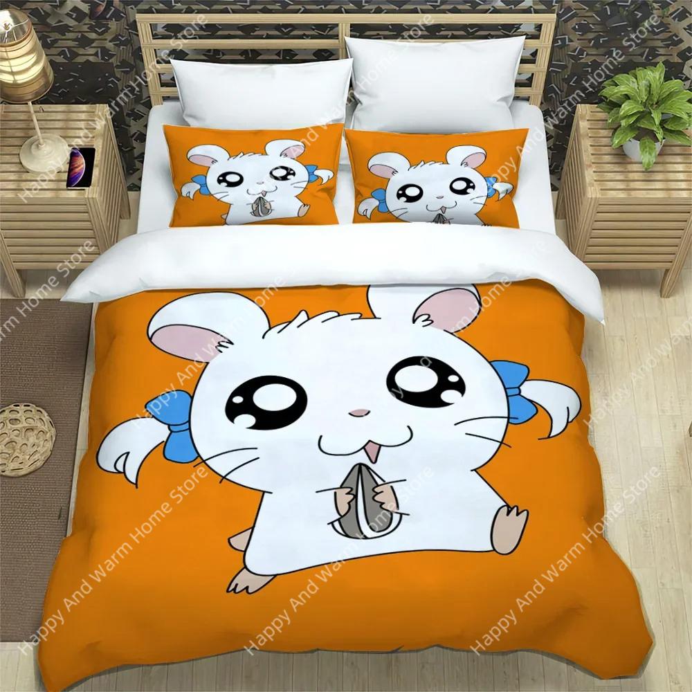 3D Printing Carton Lovely Hamtaro Beding Set Soft Duvet Cover Pilow Set Birthday Gift Children Comfortable Quilt Cover Beding Home Textiles
