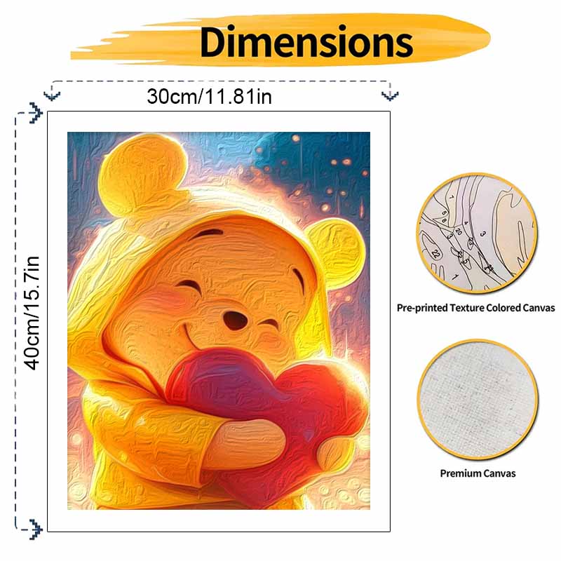 Disney Oil Painting Winnie the Pooh Heart Art Handmade Diy Painting Home Decoration Gift