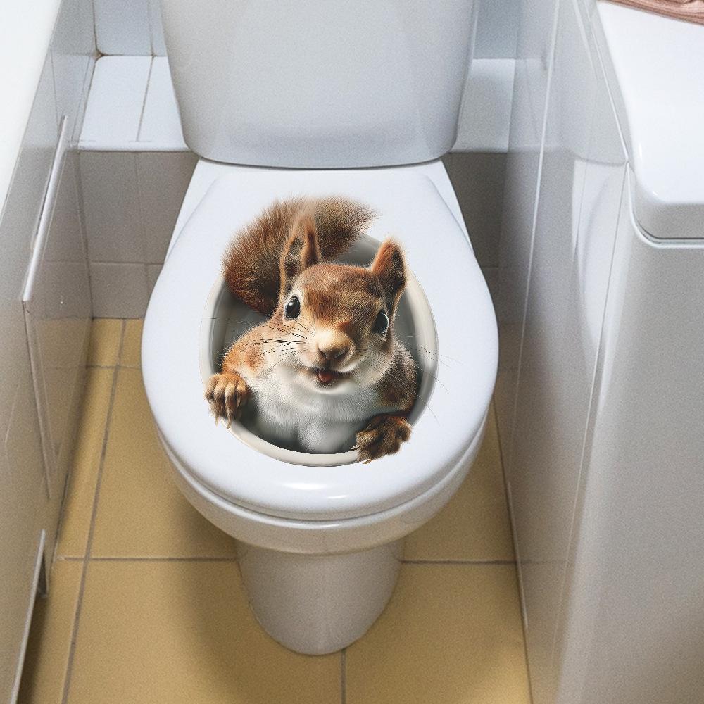 Kreative Eichhörnchen Badezimmer Toilette Dekorative Wandaufkleber