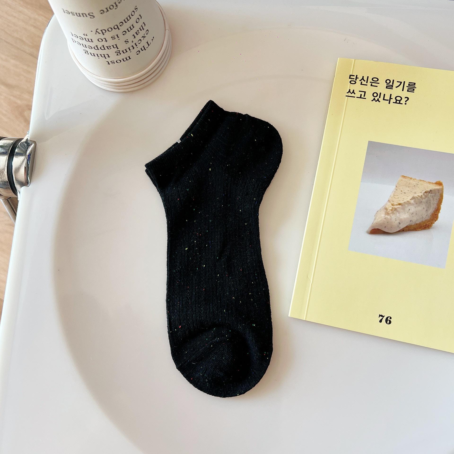 

Носки из пряжи Dopamine Point, детские носки-лодочки, универсальные спортивные носки в стиле колледжа Tide, неглубокие носки One Size чёрный