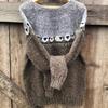 Multicolor Round Neck Knit Sweater with Sheep Pattern