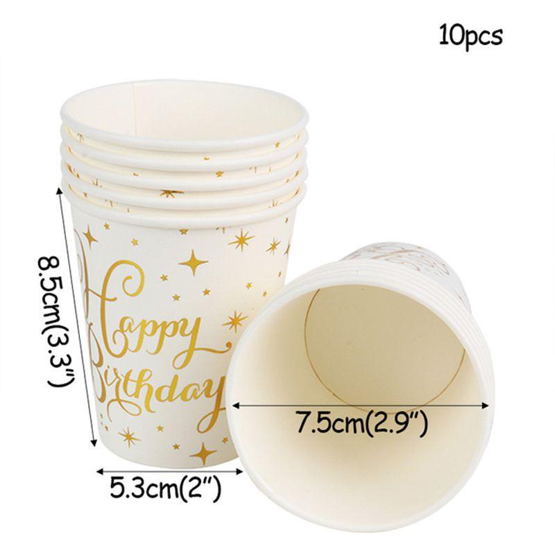 Dot Gold Polka Stamping Happy Birthday Party Decor Supplies Tableware Disposable