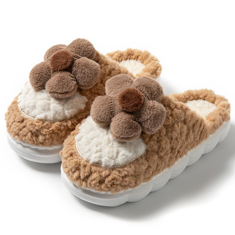 Cotton Slippers Autumn and Winter Cartoon Stepping On Shit Feeling Indoor Dormitory Warm Velvet Soft Thick Bottom Couple Hair Slippers