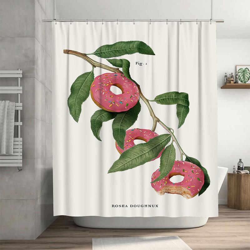 

Pink Doughnut Donut Print Shower Curtain Waterproof Bathroom Decor Wall Hanging For Home Kitchen Dog Bedding Set Floral Garden W W60H190(CM)-1 Pcs
