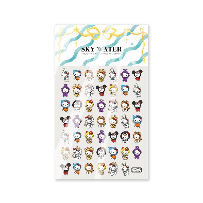 Sky Cute Hello Kitty Cat Embossed Nail Art Stickers - Cartoon Summer KT Cat Nail Decals