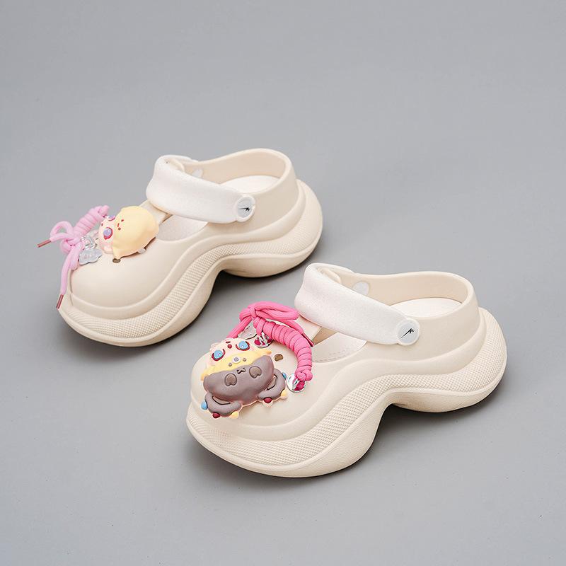 

CH1610-Pink PP women s shoes 2025 new summer hole shoes women s versatile thick sole soft sole heightening drag 40