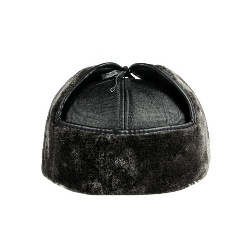 Middle-aged Elderly Cap Men's Autumn Winter Ear Protection Warm Cap Cap Cap Pu Leather Plush Baseball Cap Lei Feng Cap