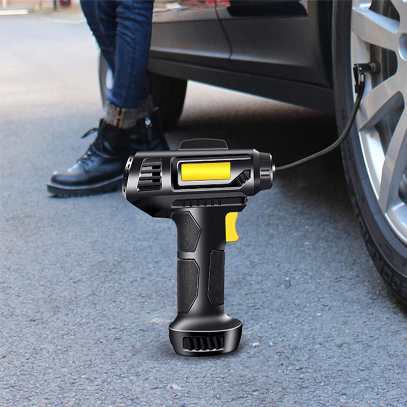 Portable Air Compressor: 150PSI Cordless Car Tire Inflator Pump With Pressure Gauge & Light - Perfect For Cars, Motorcycles & Bicycles