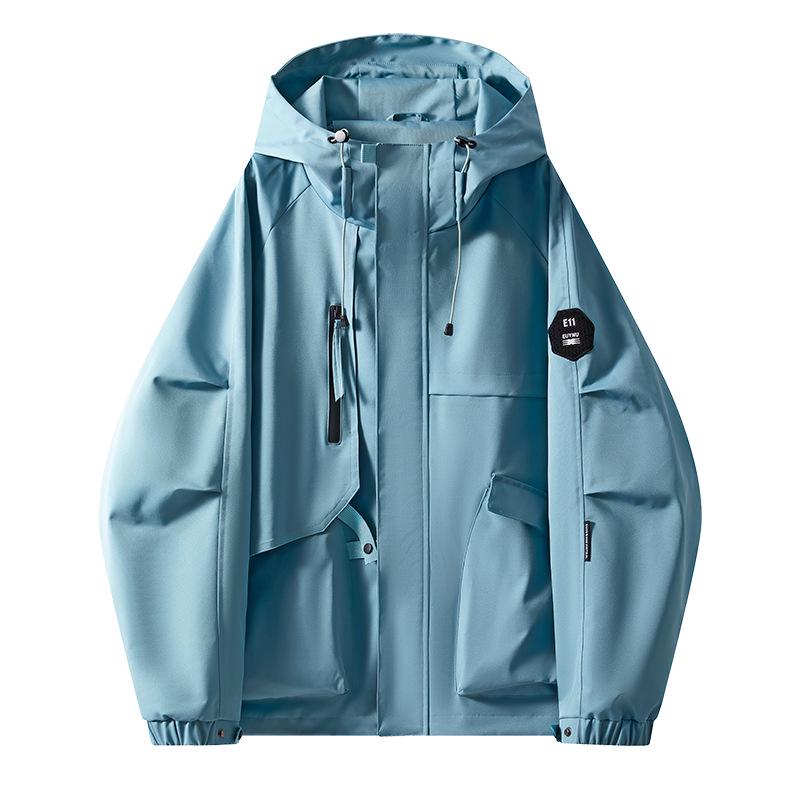 Men's 2025 Spring Korean Style Slim Hooded Jacket with Epaulettes - Versatile Outdoor Youth Outerwear