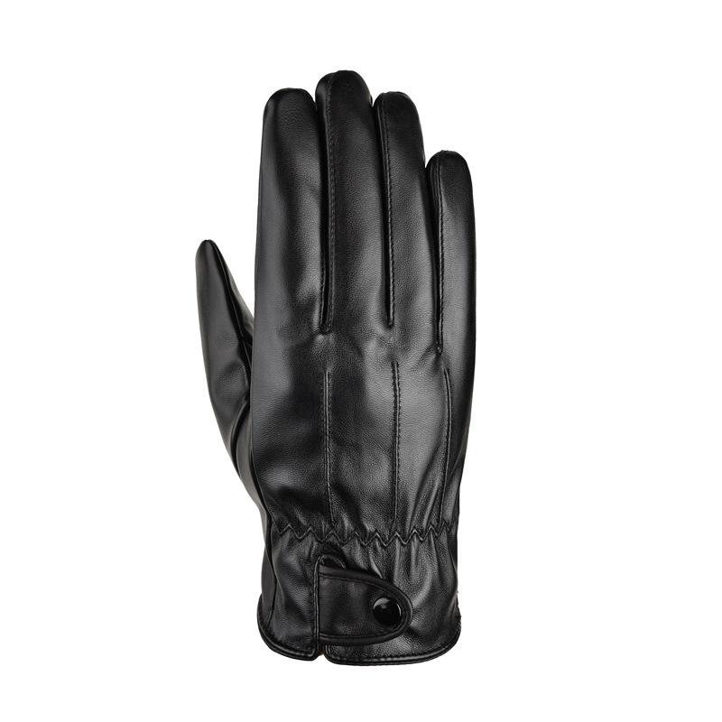 All-finger sheepskin gloves, leather and fleece thickened to keep warm, autumn and winter fleece touch screen men's cycling driving gloves