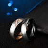 2pcs Stainless Steel Ring For Men And Women Peach Heart Shaped Gold-color Black Combination Set Ring
