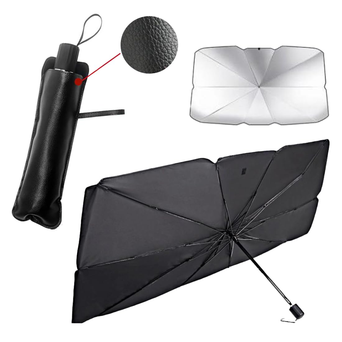 

Стильный автомобильный теплоизолированный солнцезащитный экран на лобовое стекло Защита от УФ-света и тепла для кей-минивэнов, в форме зонта, складной, солнцезащитный экран, защита, блокировка, чёрный