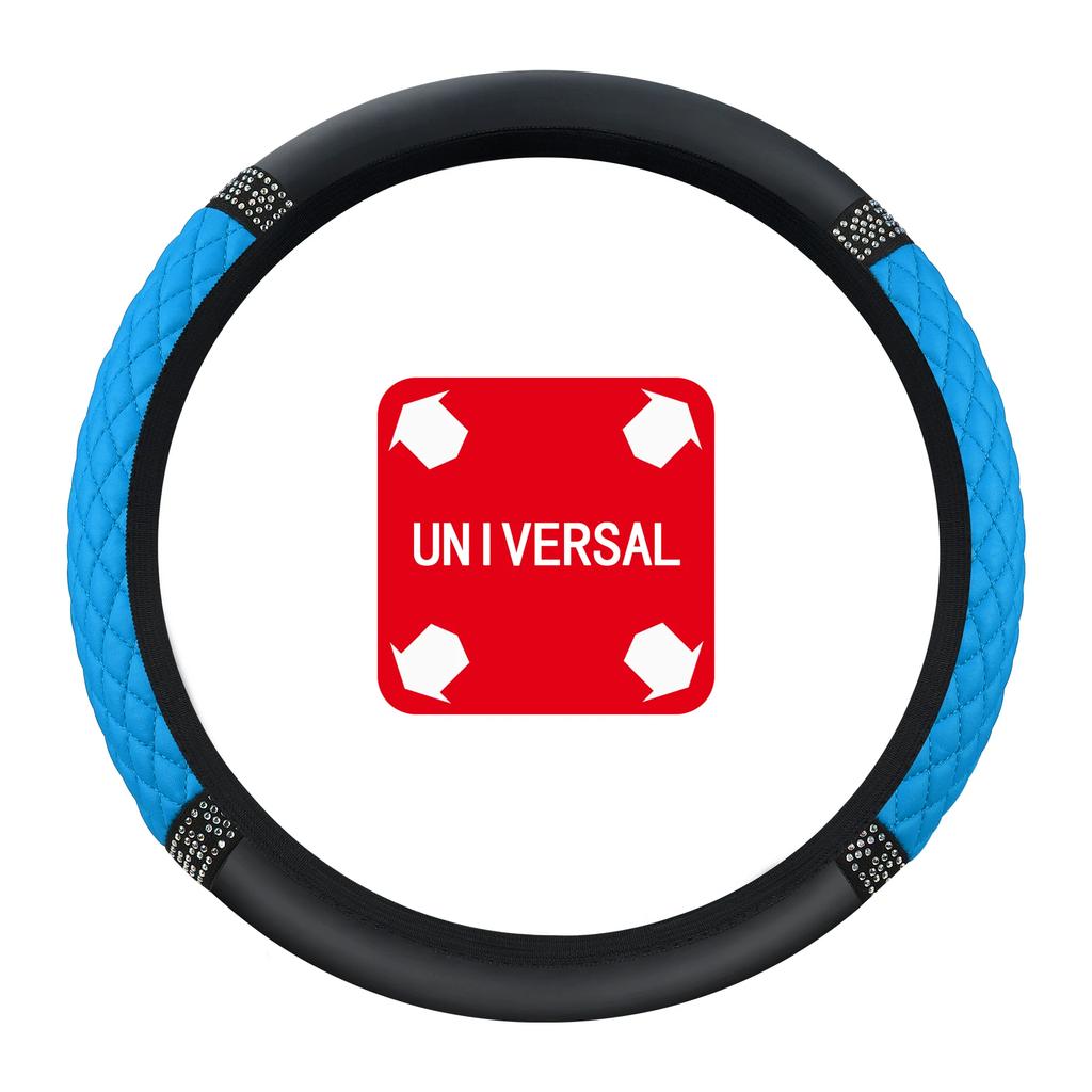 Car Steering Wheel Cover Embroidered Colorful Diamonds Breathable Design No Inner Ring Needed Car Steering Wheel