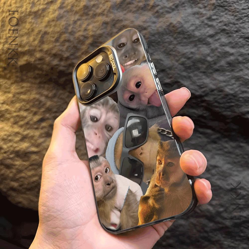 Funny Monkey Hard Phone Case For IPhone 14 15 11 12 13 16 Pro Max 7 8 14 15 Plus 12 13Mini X XS Shockproof Slim Trendy  Cover