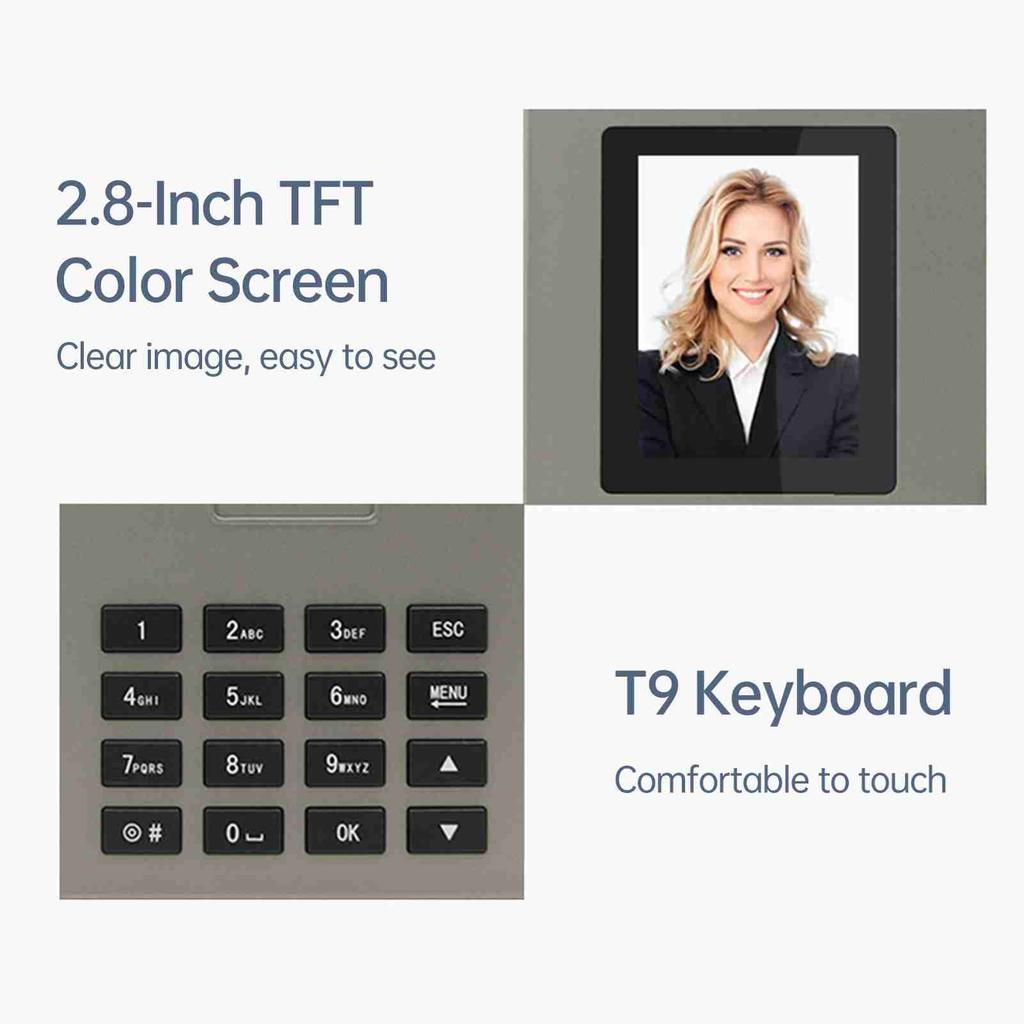 NaIntelligent Face Biometric Fingerprint Password Employee Attendance NaMachine Checking-in Recorder 2.8 inch   Screen Infrared Dual-Camera Fast to 