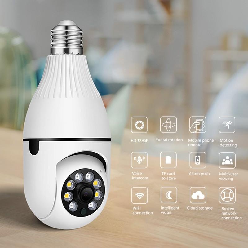 Buy 1080P Light Bulb PTZ Camera 360 Rotate Full Color Night Vision