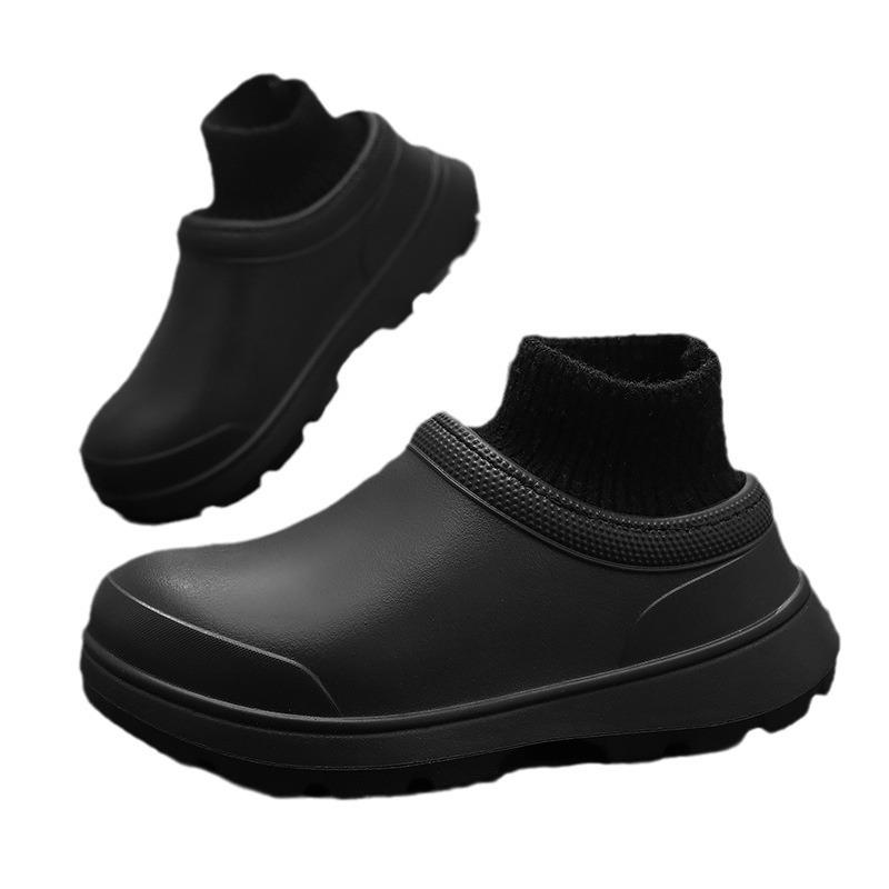 Rain boots, men's and women's couples, fleece, warm, lightweight, waterproof shoes, men's cotton shoes, car wash shoes, work shoes, women's shoes