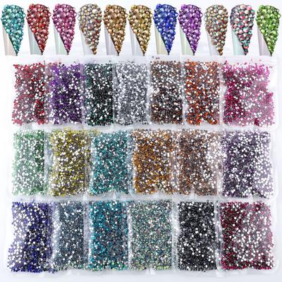 White Flat Bottom Resin Diamond Whole Package Solid Color Transparent Round Diamond Sticker Nail Art Jewelry Wedding Dress Accessories