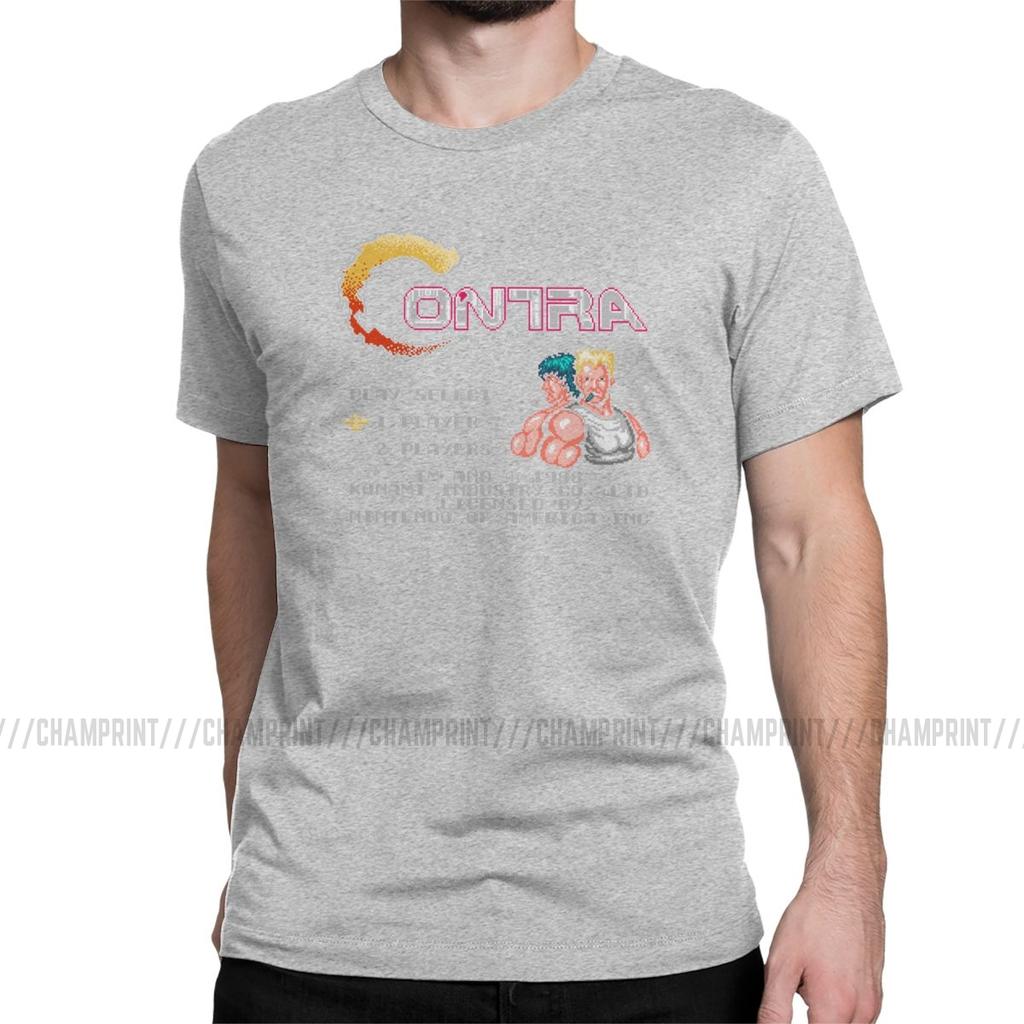 Contra NES Retro Video Game Mens T Shirts Funny Tees Short Sleeve Round Neck TShirt 100 Cotton Birthday Gift Tops