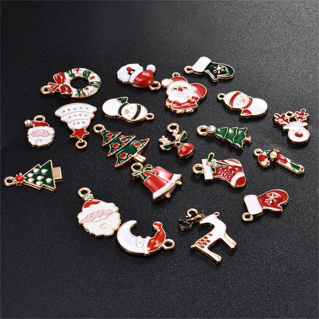 20Pcs Alloy Mixed Color Christmas Pendant Necklace Bracelet Decor Craft DIY Making Jewelry