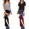 Stylowy Bawełniany T-shirt Damski Plus Size z Dekoltem V, Krótkim Rękawem, Luźnym Krój