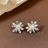 2026 New Design Zircon Metal Interleaved Flower Earrings Women's Sweet Jewelry Daily Versatile Ear Jewelry Girls' Accessories