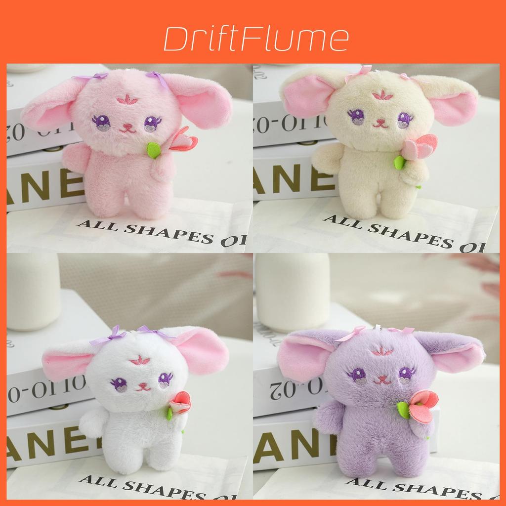 Cute Bunny Plush Keychain With Flower Soft Short Plush Stuffed Toy