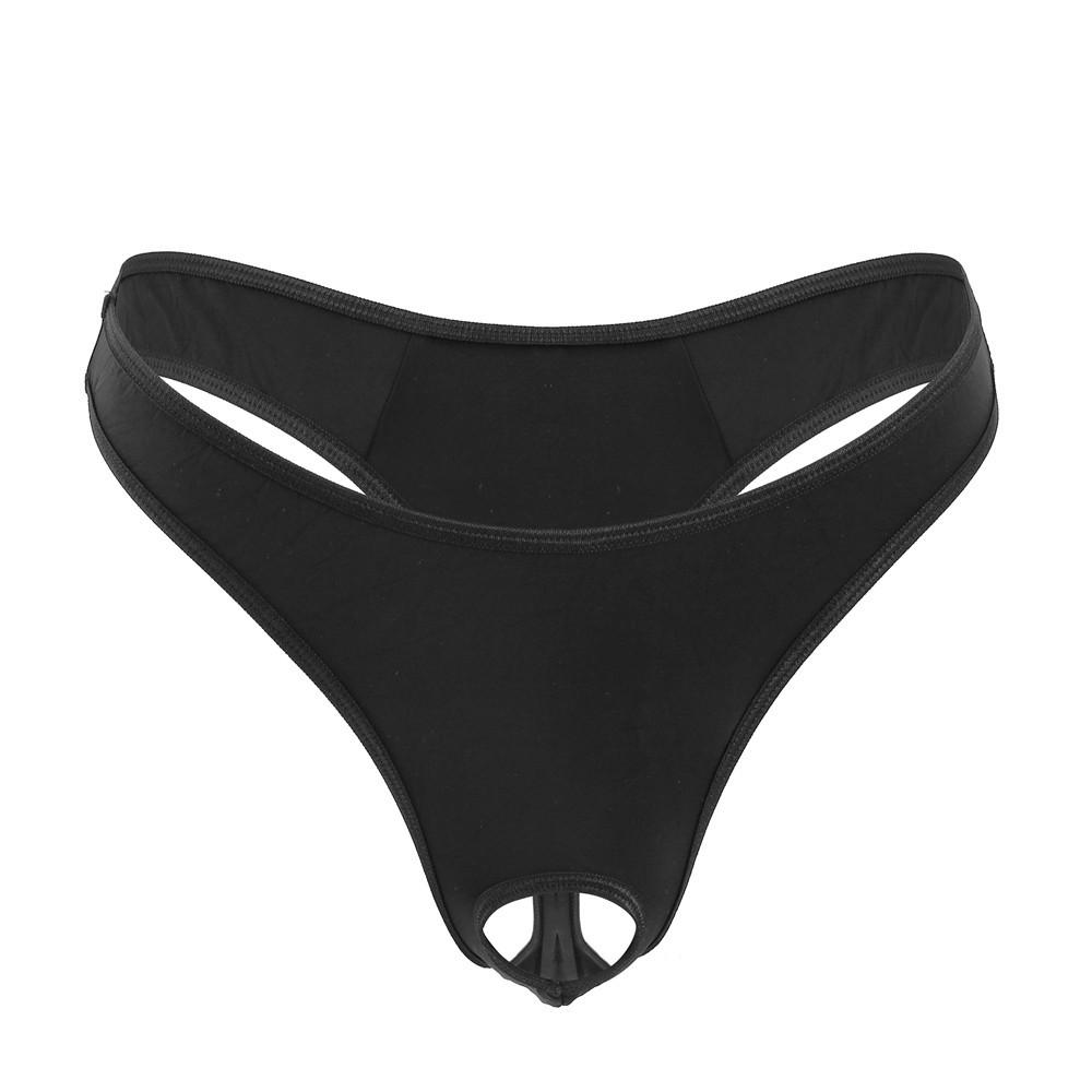 Penis Hole Lingerie Underwear Men Sexy Expose Cock G-String Open Crotch Pouch Underpant Gay Panties Ice Silk T-Back Thong