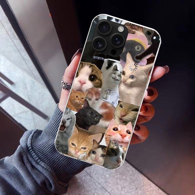 Crying Cat Memes Telefoonhoesje Voor iPhone 17 Air 16 15 Pro Max 14 Plus 13 Mini 12 11 Cover 7 8 SE Siliconen Hoesje Print Fundas 17 Ai